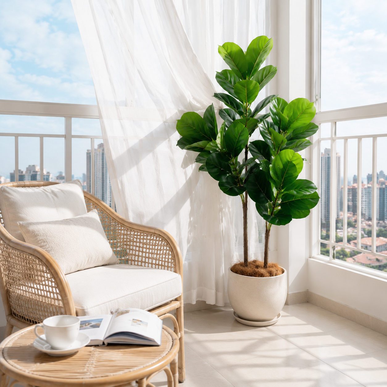 Искусственное дерево Фикус Лир – обзор и цена Ficus Lyrata Tree