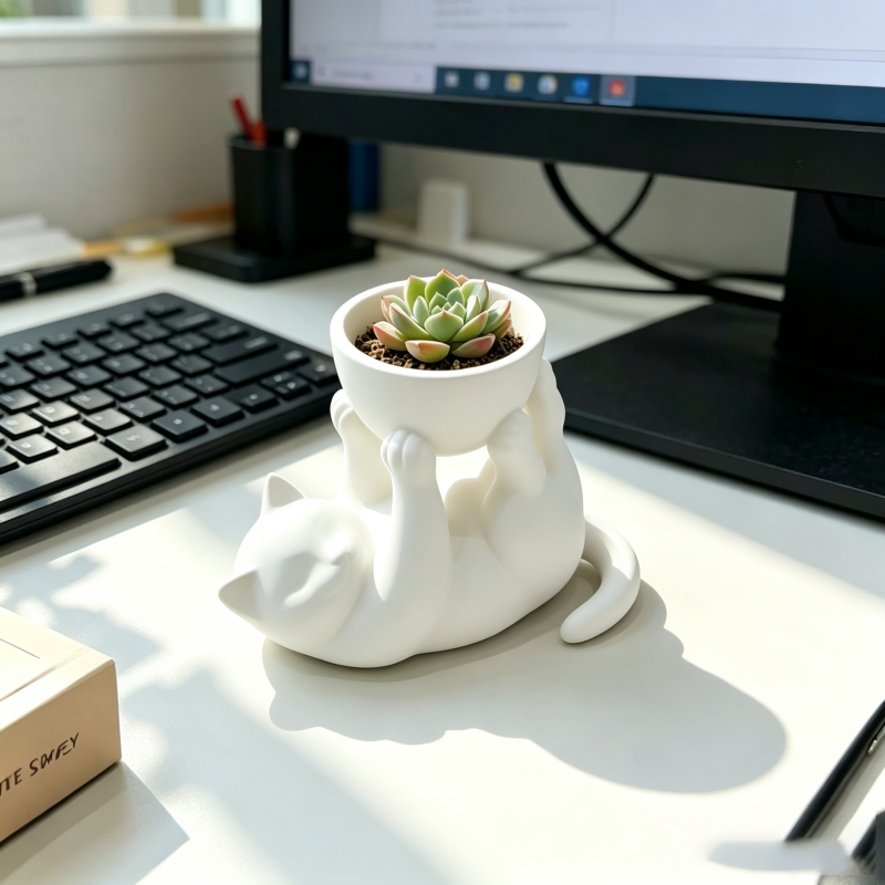 Милая статуэтка лежащего кота- – обзор и цена Echeveria Succulent